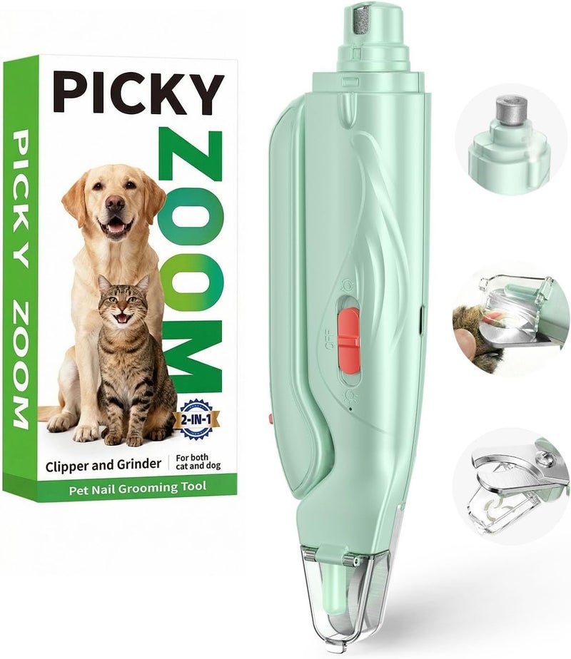 Picky zoom 2-in-1 Dog & Cat Nail Clippers and Grinder with Light – Upgraded Safety Guard to Avoid Overcutting, Sharp Blade, Painless Quiet Pet Nail Claw Trimmers, Professional Grooming Tool for Large Small Pets - Image 1